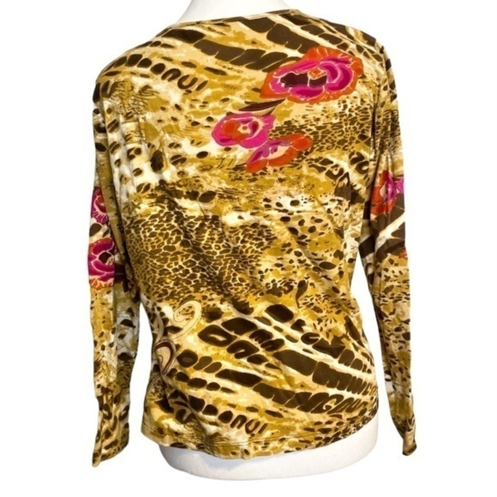 Choices Floral and Animal Print Top with Embellishments - Picture 3 of 10